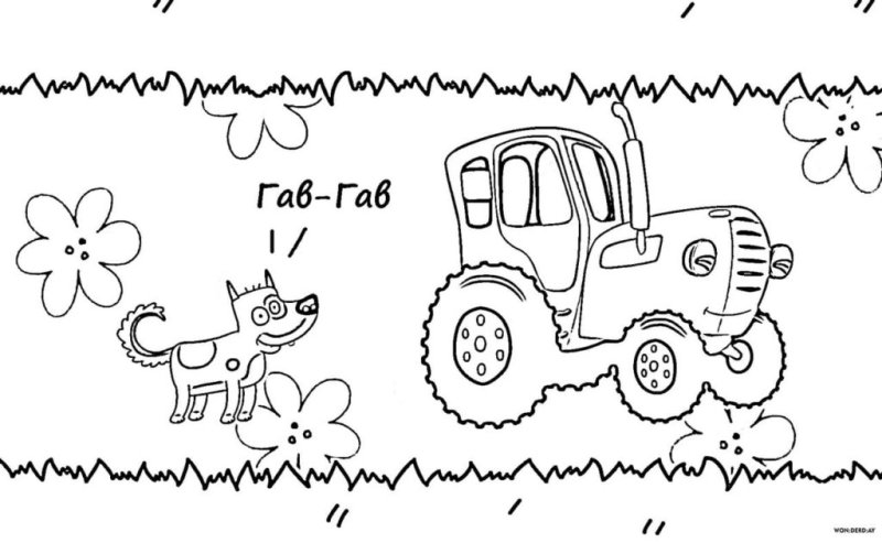 Синий трактор для малышей разукрашки