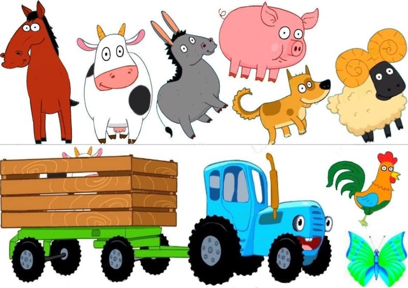 Синий трактор спереди пищевая печать