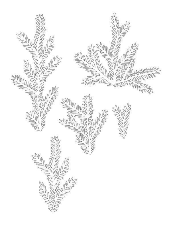 Елочные ветки трафареты на окна