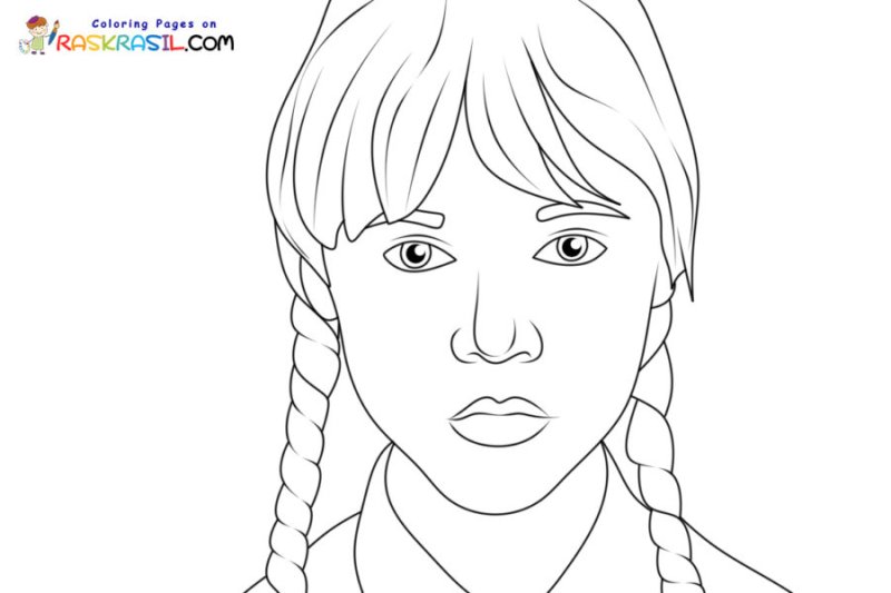 Раскраска Уэнсдей Аддамс