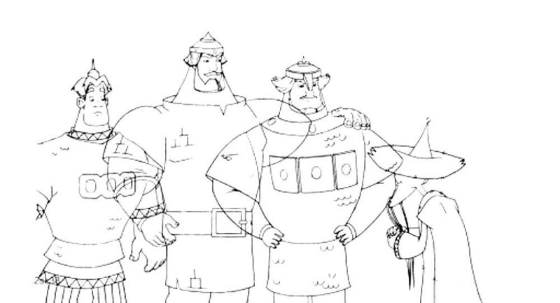 Раскраска Добрыня Никитич и Илья Муромец