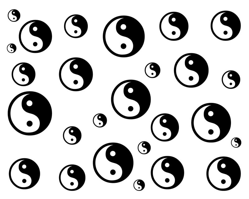Черно белые наклейки Инь Янь