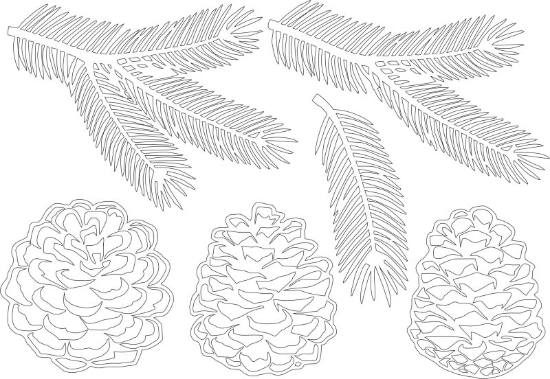 Елочная ветка трафарет