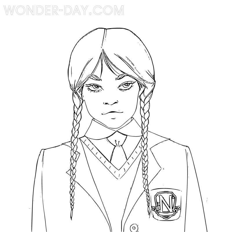 Раскраска Уэнсдей Аддамс 2022