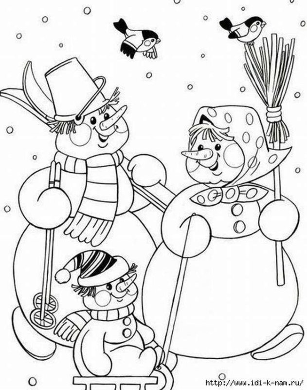 Снеговик раскраска