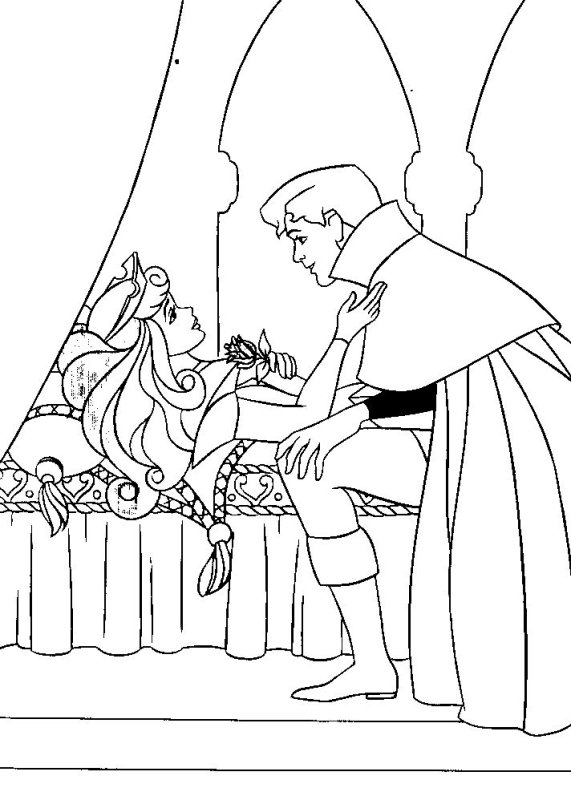 Раскраска к сказке спящая красавица Шарля Перро