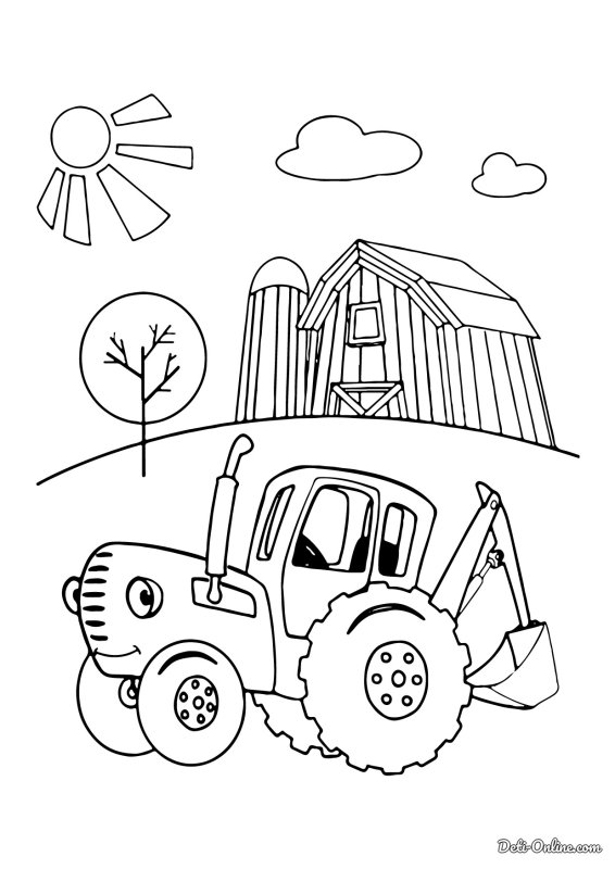 Трактор раскраска для детей