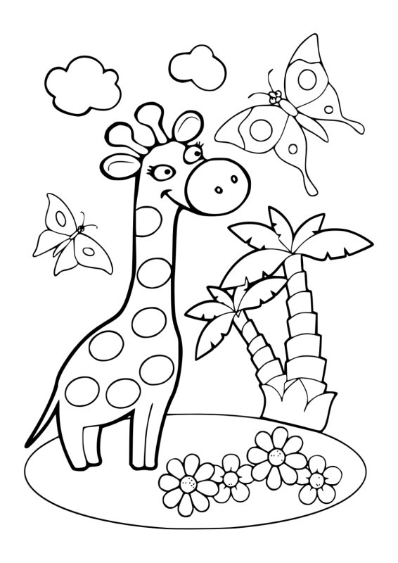 Раскраска жирафа для детей