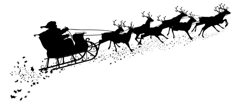 Санта Клаус на оленях силуэт