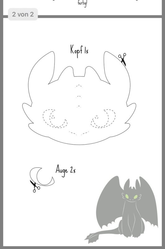 Выкройка дракона Беззубика