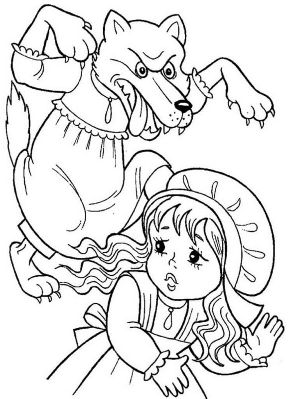 Раскраска сказки красная шапочка для детей