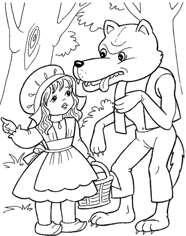 Шарль Перро красная шапочка раскраска