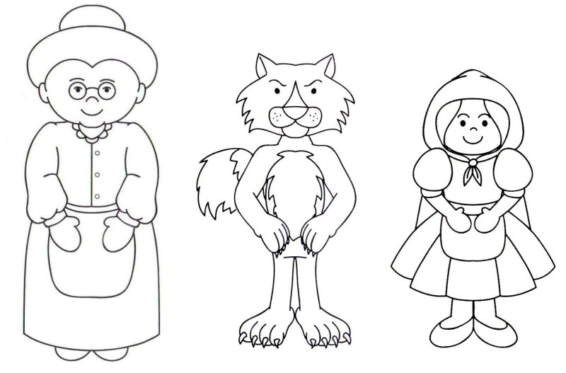 Герои сказки красная шапочка раскраска