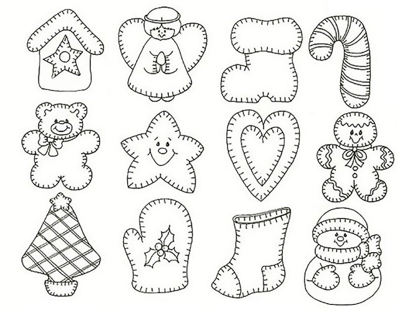 Трафареты для елочных игрушек из фетра