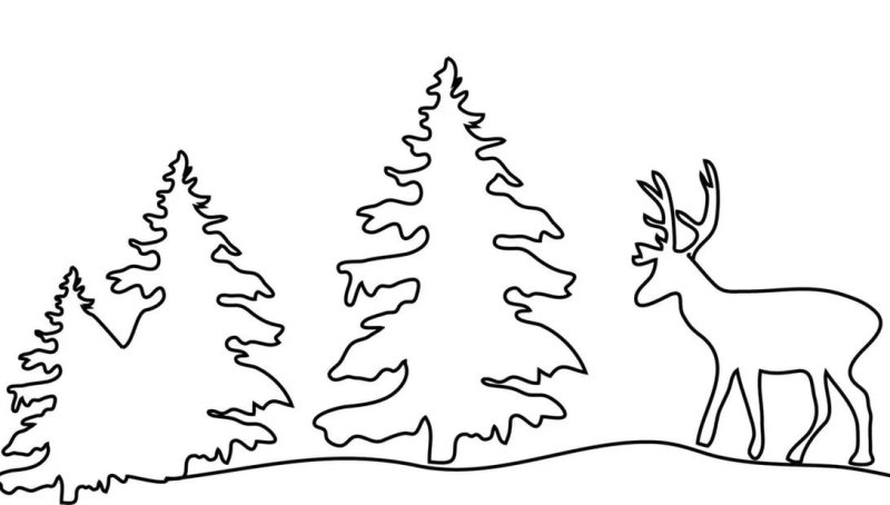 Трафарет зимний лес