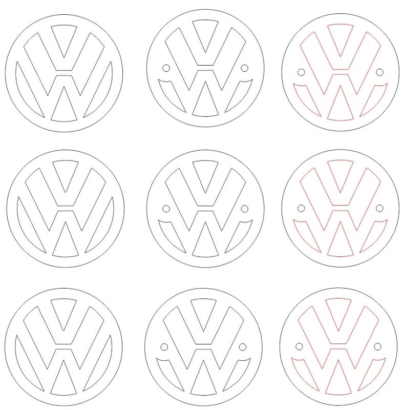Значок WV Фольксваген чертеж