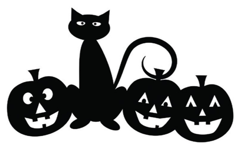 Черный кот на Хэллоуин шаблон