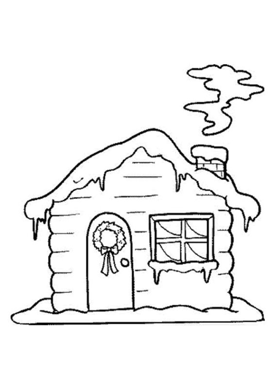 Зимняя избушка раскраска для детей