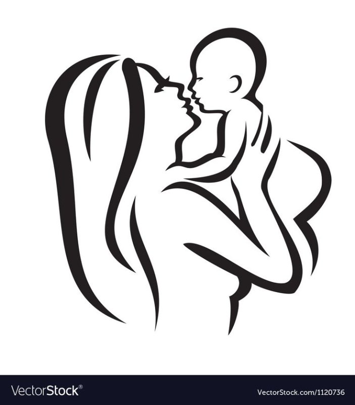Трафарет мама с ребенком