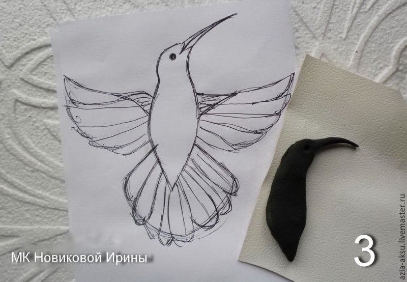 Птица шаблон для броши