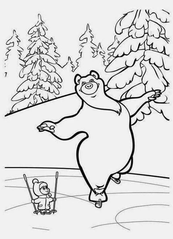 Маша и медведь картинки раскраски