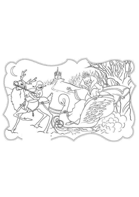 Кай и Герда Снежная Королева трафарет на окна