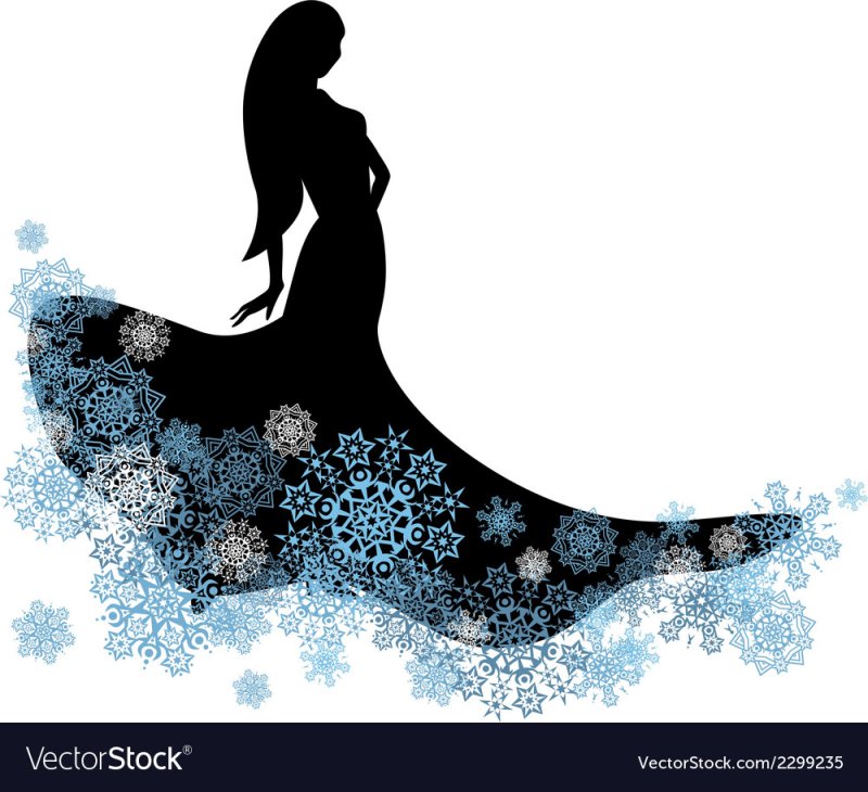 Силуэт девушки в длинном платье