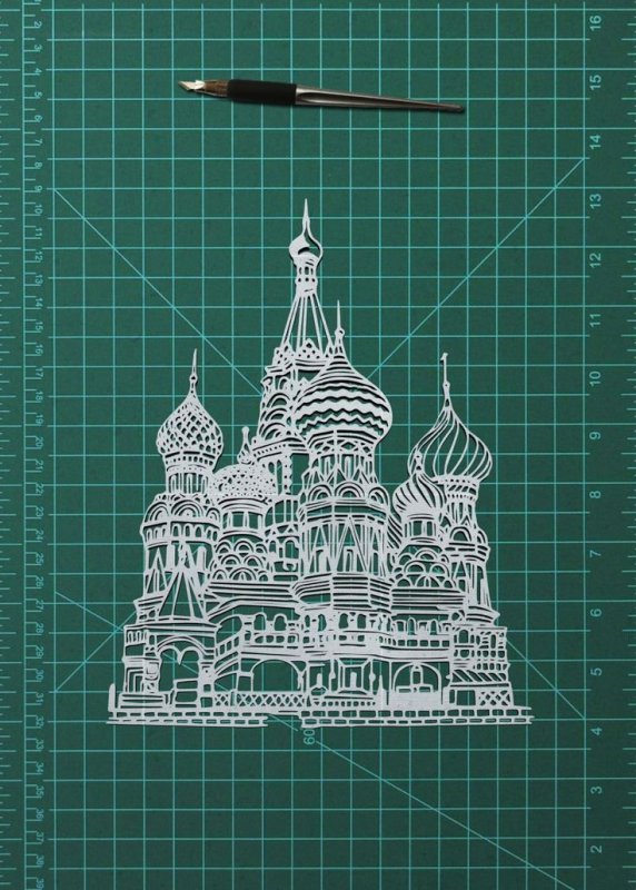 Киригами собор Василия Блаженного