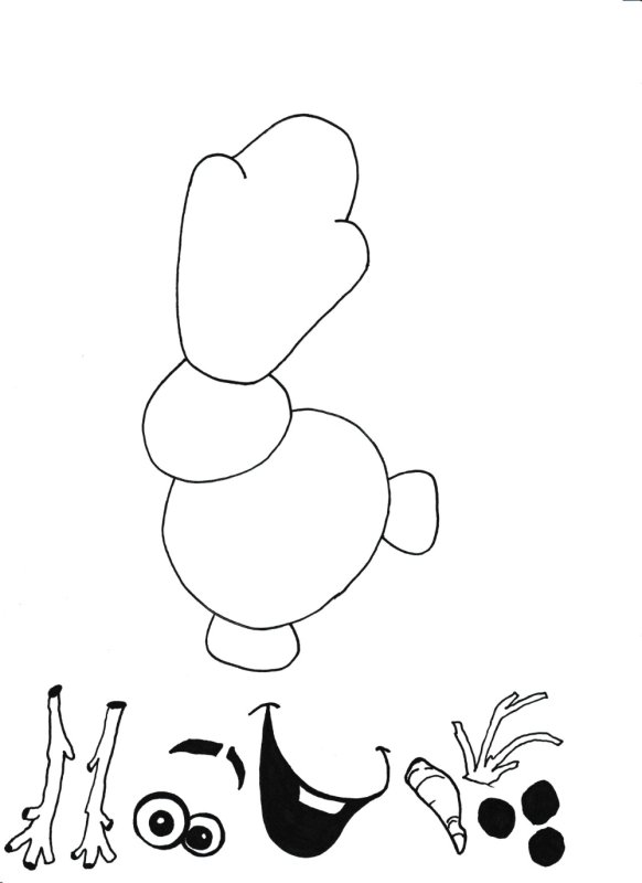 Снеговик Олаф трафарет для вырезания