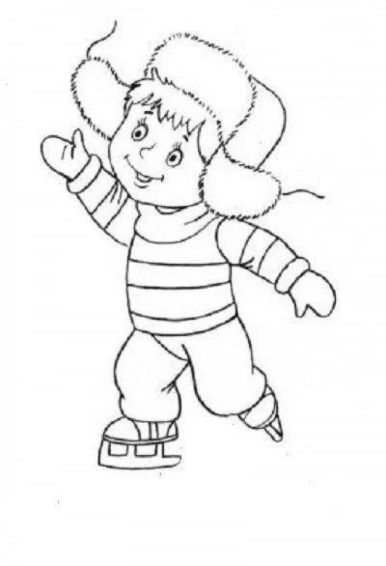Трафарет мальчик на коньках