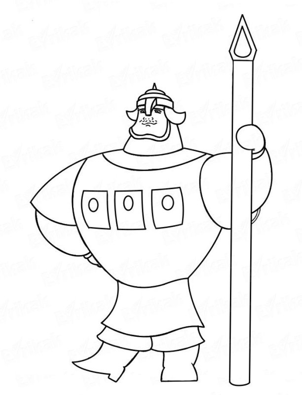 Раскраска три богатыря Илья Муромец