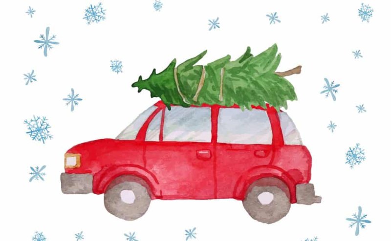 Машинка с елочкой рисунок