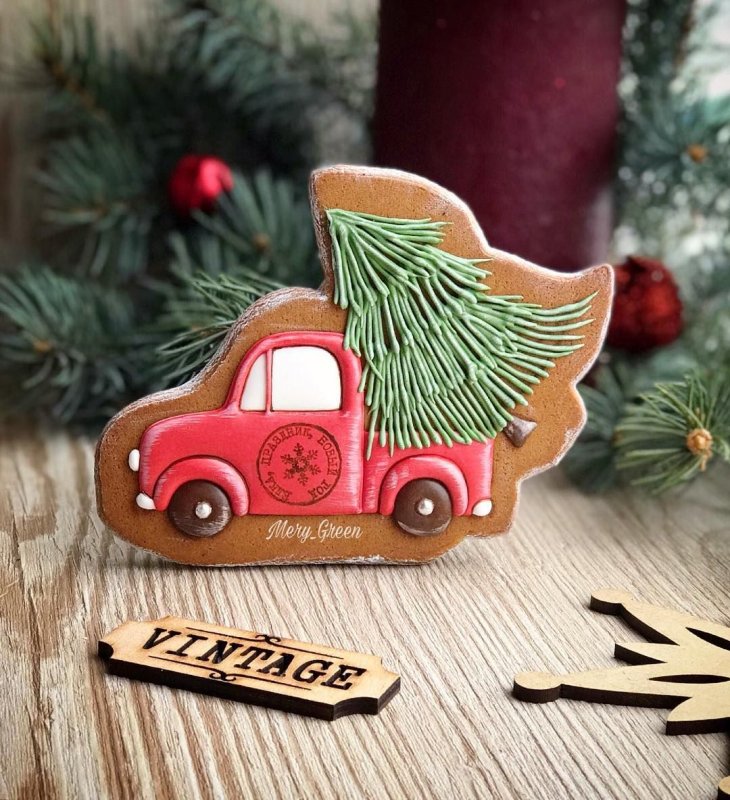 Пряники с машинками новогодние