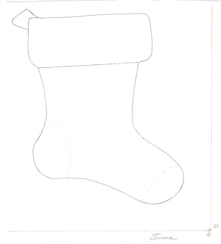 Макет новогоднего носка