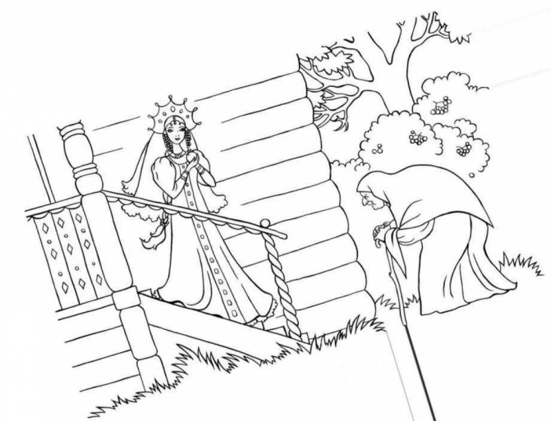 Сказка о мёртвой царевне и семи богатырях картинки раскраски