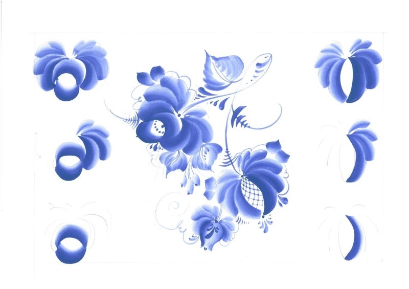 Мазковая роспись Гжель