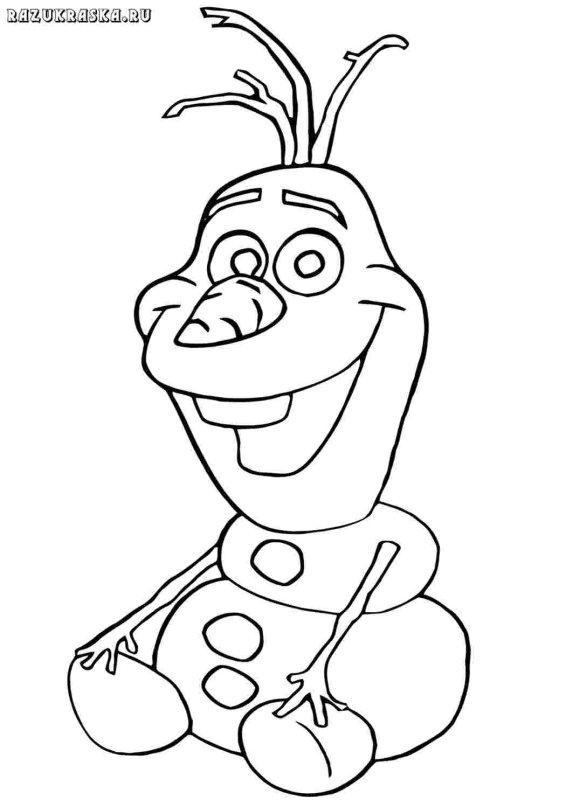 Снеговик Олаф раскраска