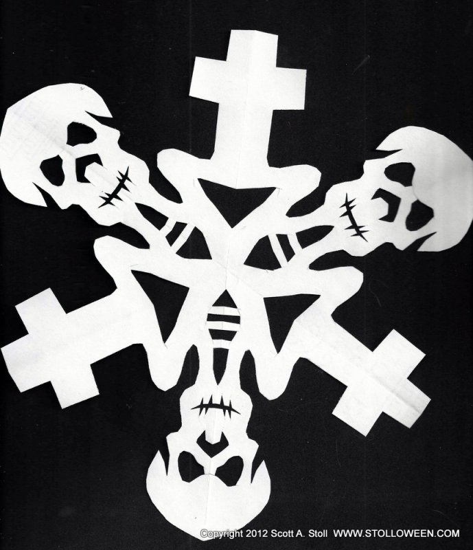 Снежинка череп из бумаги