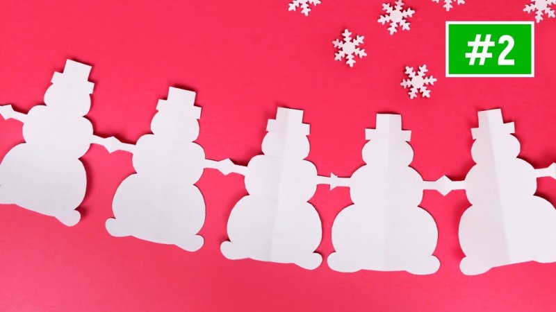 Бумажная гирлянда из снеговиков