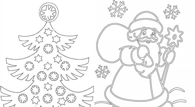 Новогодние рисунки на окнах трафареты