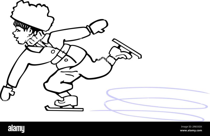 Мальчик на коньках рисунок