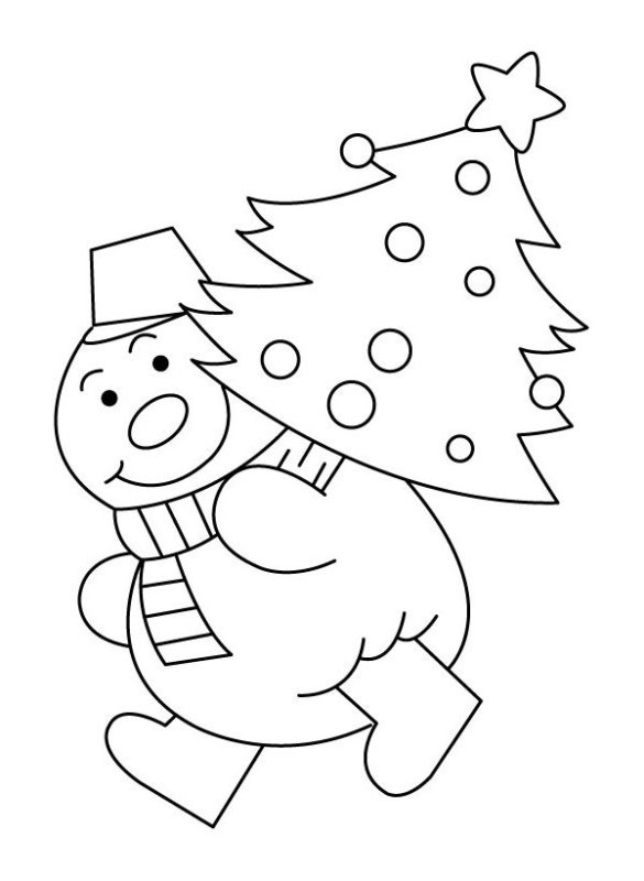 Новогодний рисунок для вырезания детям