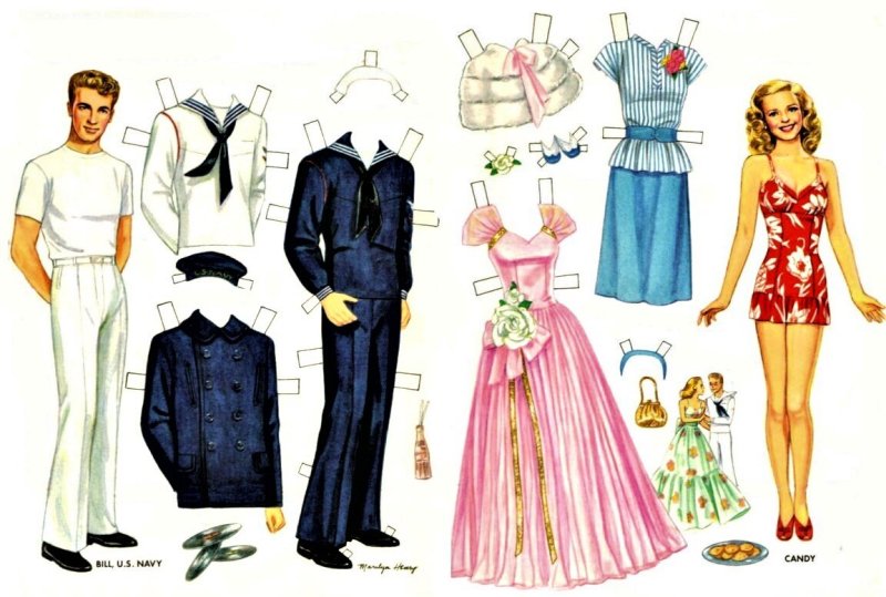 Кукла картонная с одеждой