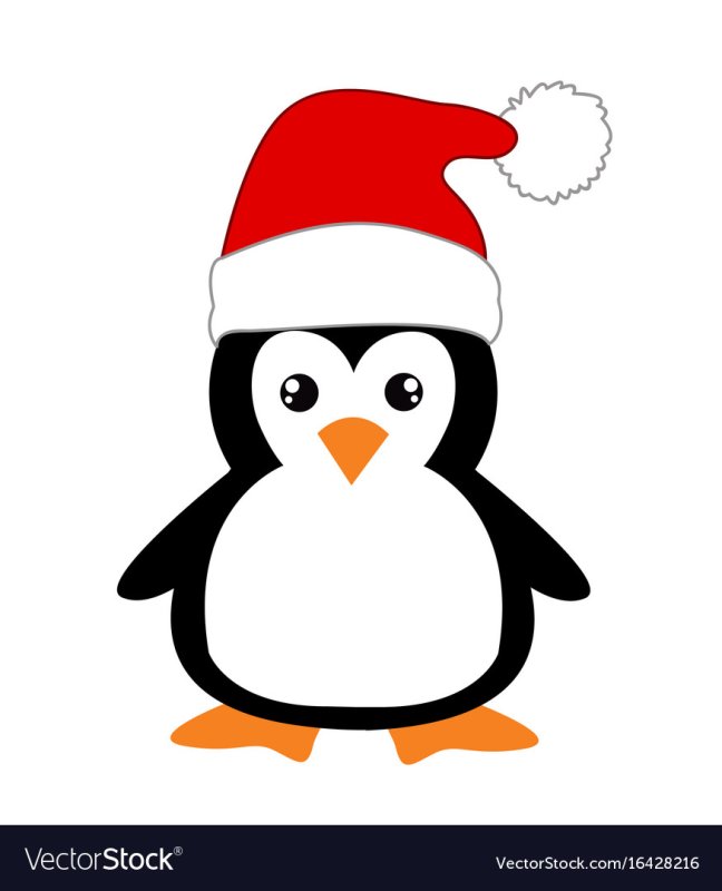 Пингвин в шапке Деда Мороза
