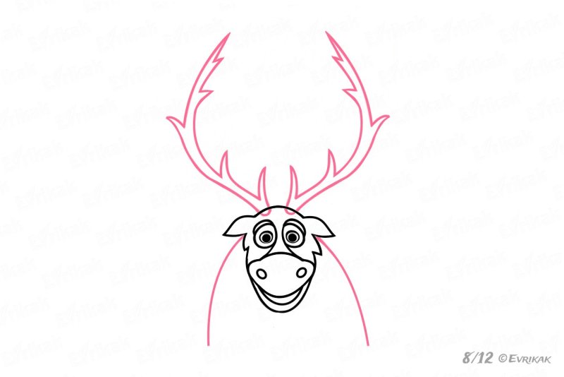 Нарисовать оленя из холодного сердца