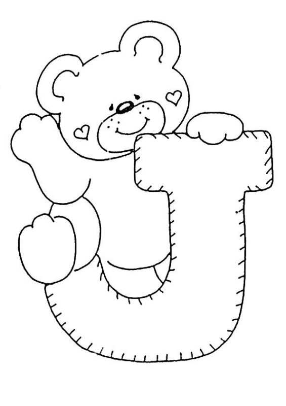 Трафареты букв с мишками