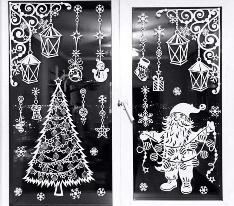 Вытынанки на окна новогодние