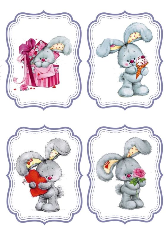 Бирки для подарков с зайчиками