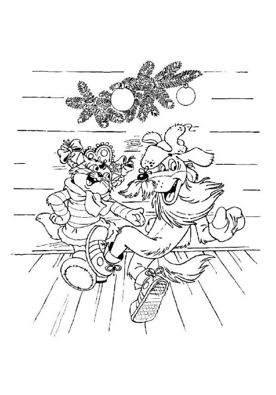 Новогодние раскраски Простоквашино