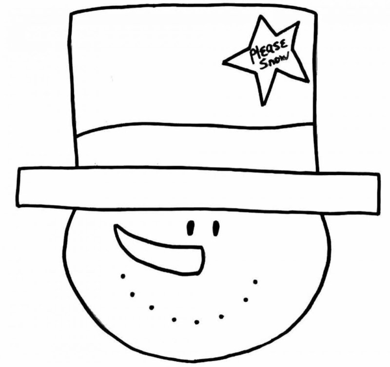 Снеговик в шляпе раскраска